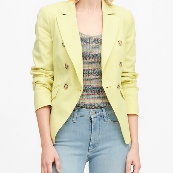 Banana Republic DOUBLE-BREASTED LINEN-COTTON BLAZER - Picture 1 of 4